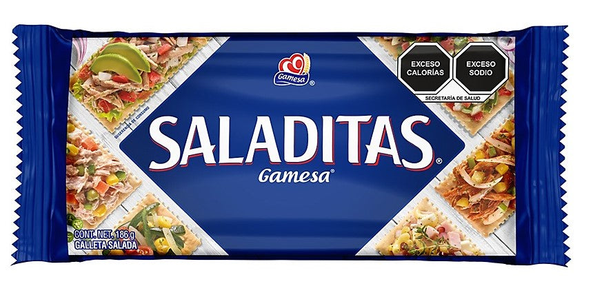 Saladitas Gamesa 186g: Deliciosas galletas saladas para acompañar tus momentos de sabor.